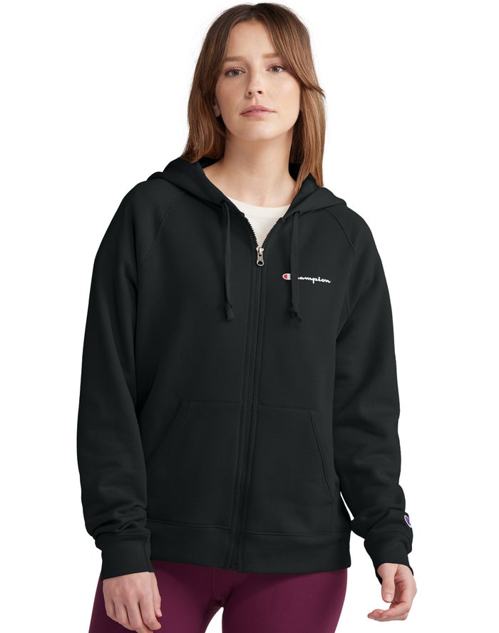 Champion Hoodie Dames - Zwart - Powerblend Fleece Full Zip ( 452318-PAU )